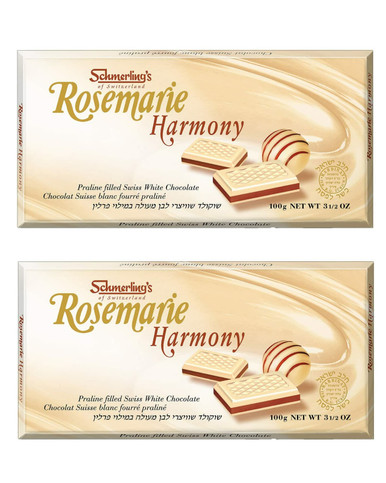 Schmerling’s Rosemarie Harmony Swiss White Chocolate Bar, Praline Filled, 3.5 oz (Pack of 2)