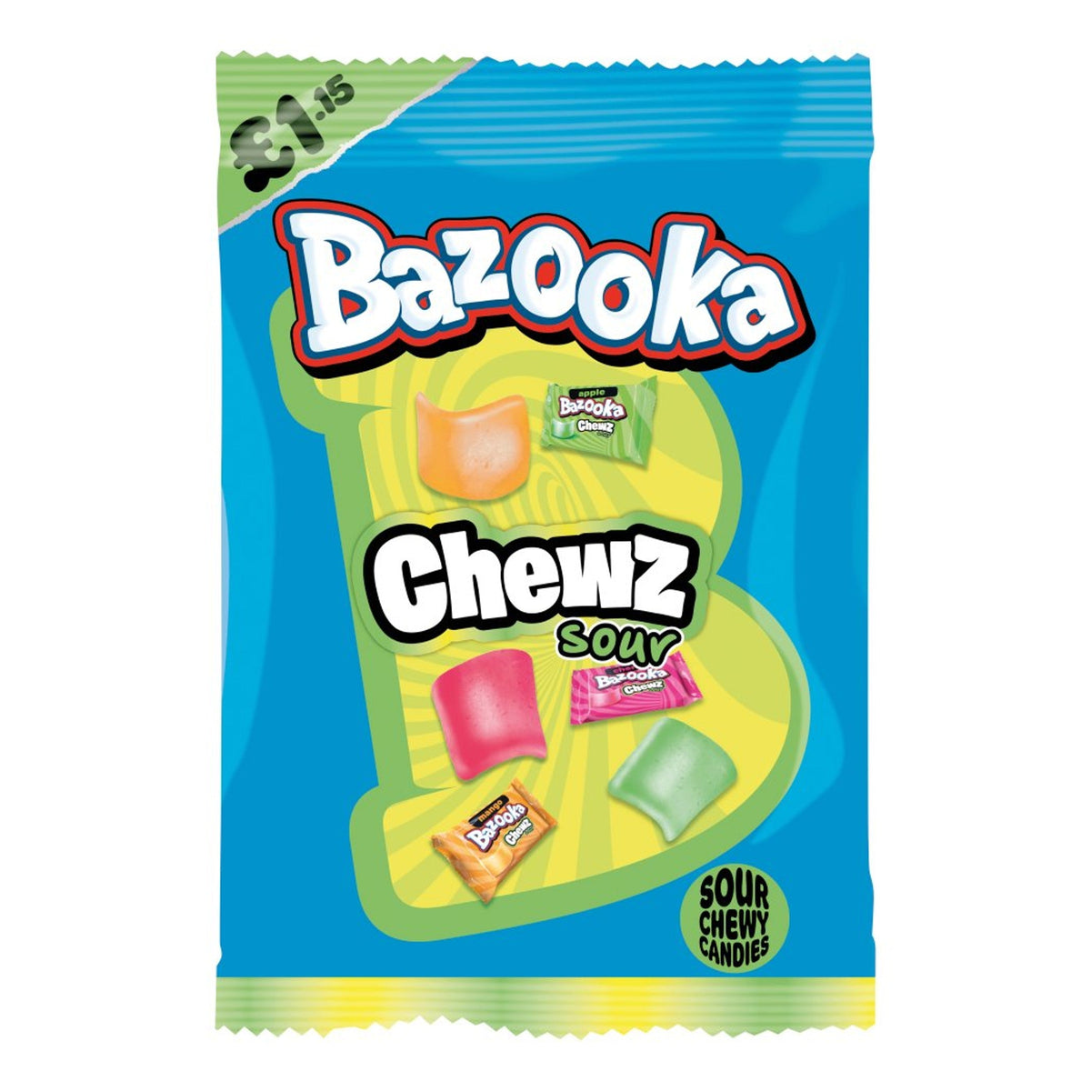 Bazooka chewz sour 120g UNITED KINGDOM (Case of 12)