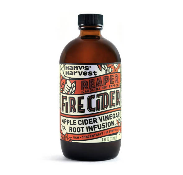 Reaper Fire Cider (Apple Cider Vinegar – Carolina Reaper Pepper) Bottles – 12 x 8oz