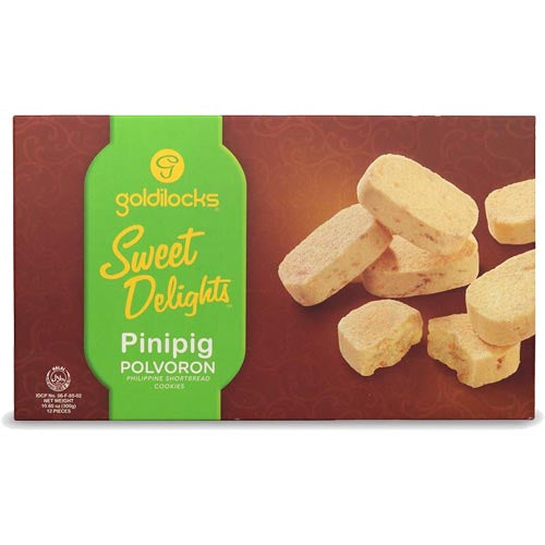 Goldilocks – Sweet Delights – Pinipig – Polvoron – Philippine Shortbread Cookies – 12 Pieces – 10.60 OZ