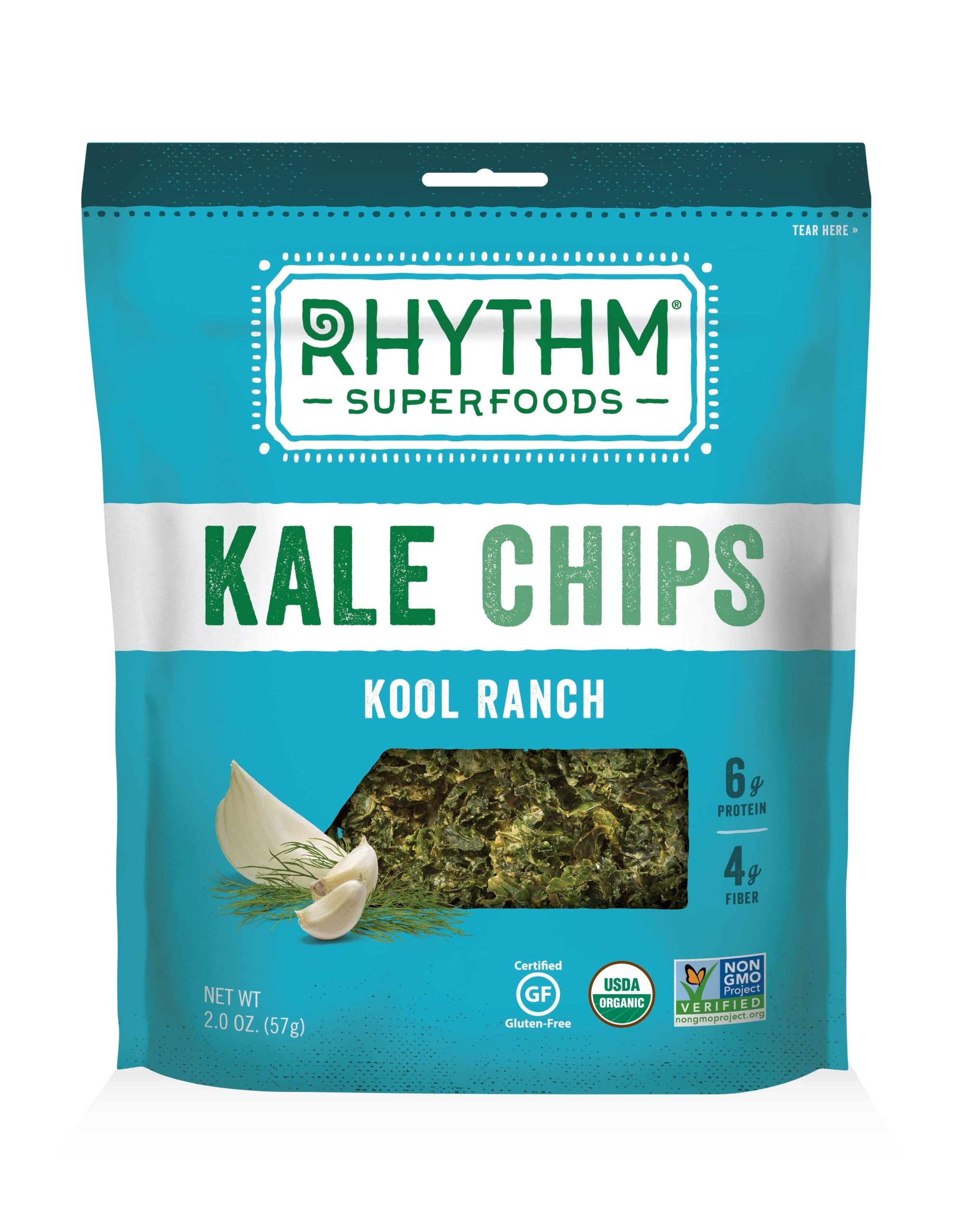 Rhythm Superfood Kale Chips Kool Ranch, 2 oz | Pack of 12