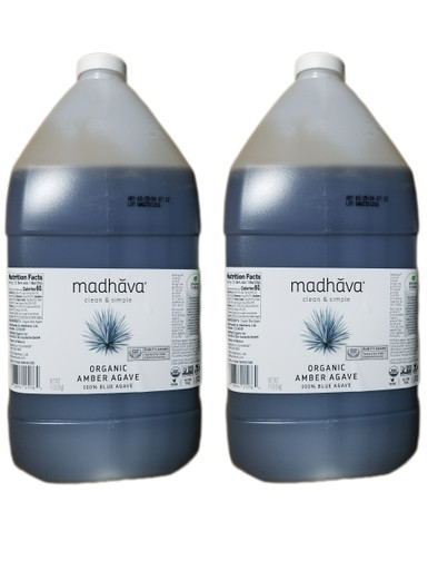 Madhava Organic Agave Nectar Amber, 1 Gallon (Pack of 2)