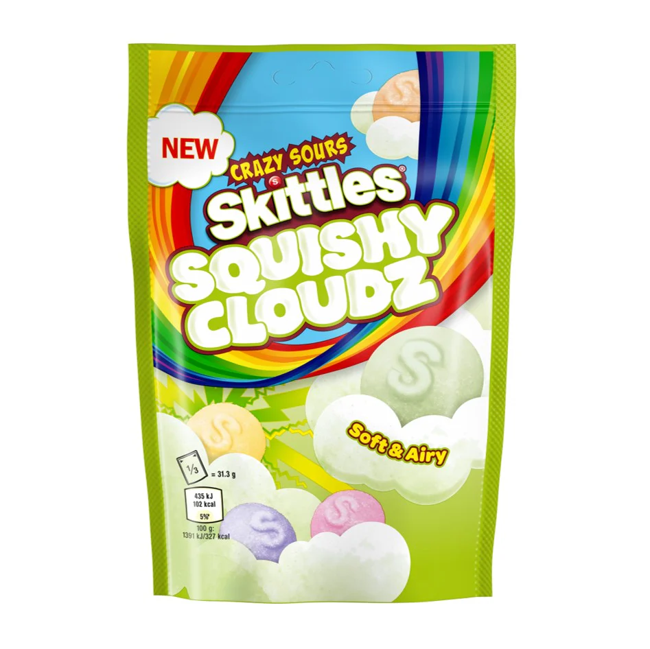 Skittles Squishy Sour Clouds 94g – UK (Case of 12)