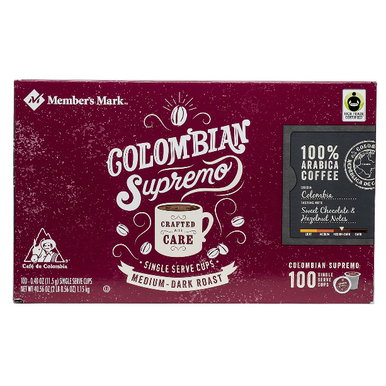 Member’s Mark Colombian Supremo Coffee Single Serve K-Cup Coffee Pods, 100 ct.