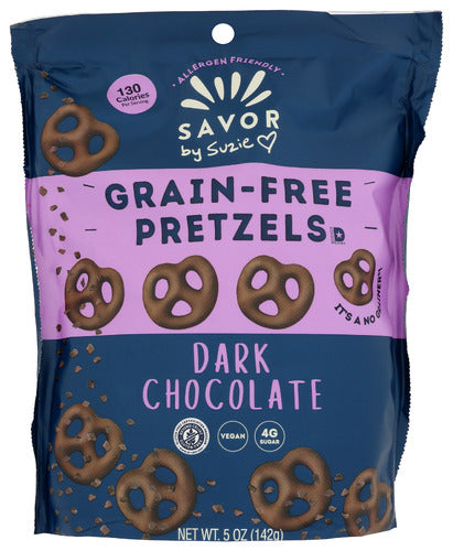 Savor by Suzie – Dark Chocolate Grain Free Pretzels, 5oz