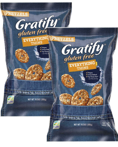 Gratify Gluten Free Everything Pretzel Thins, 10.5 oz (Pack of 2)