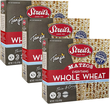 Streit’s Whole Wheat Everything Matzos, 11 Ounce (Pack of 3)