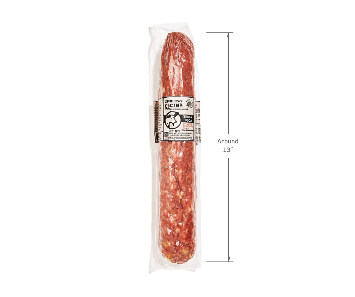 Charlito’s Cocina Trufa Seca – Foodservice Dry Cured Black Truffle Salami – 6 x 1.5 LB