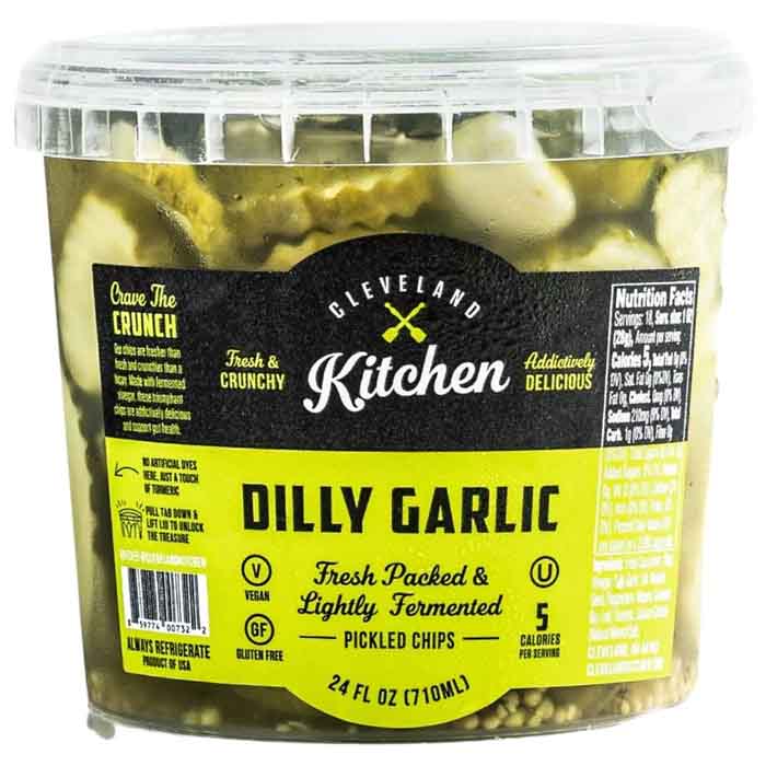 Cleveland Kitchen – Pickle Chips Dilly Garlic, 24 Fl Oz | Pack of 12