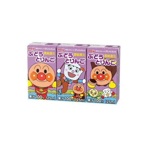 Meiji, Anpanman Drink Series, Grape & Apple Mixed Juice, 125ml x 3,