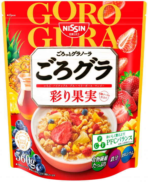 Nissin, “Goro Gura” Irodori Kajitsu, Mixed Fruits Granola, 360g in 1 bag