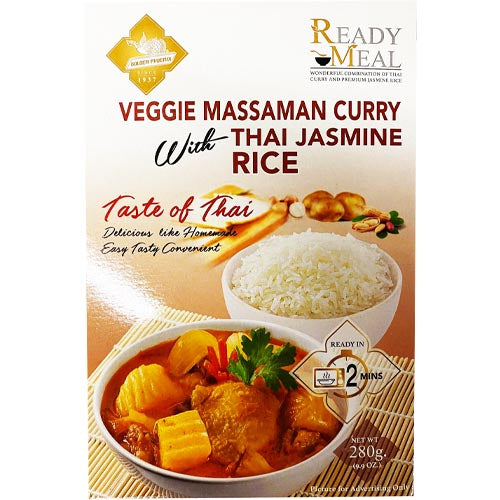 Golden Phoenix – Veggie Massaman Curry with Thai Jasmine Rice – Ready Meal – 280 G