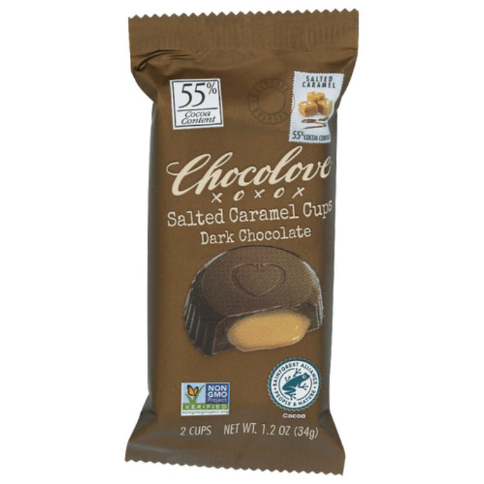 Chocolove – Dark Chocolate Salted Caramel Cup, 1.2 oz | Pack of 10