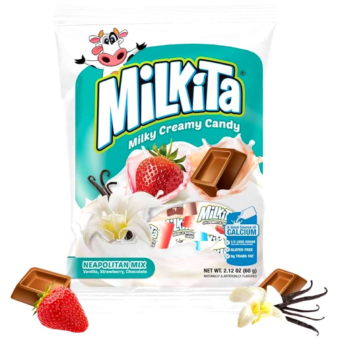 Milkita – Milky Creamy Candy Neopolitan Mix – Vanilla / Strawberry / Chocolate – 60 G