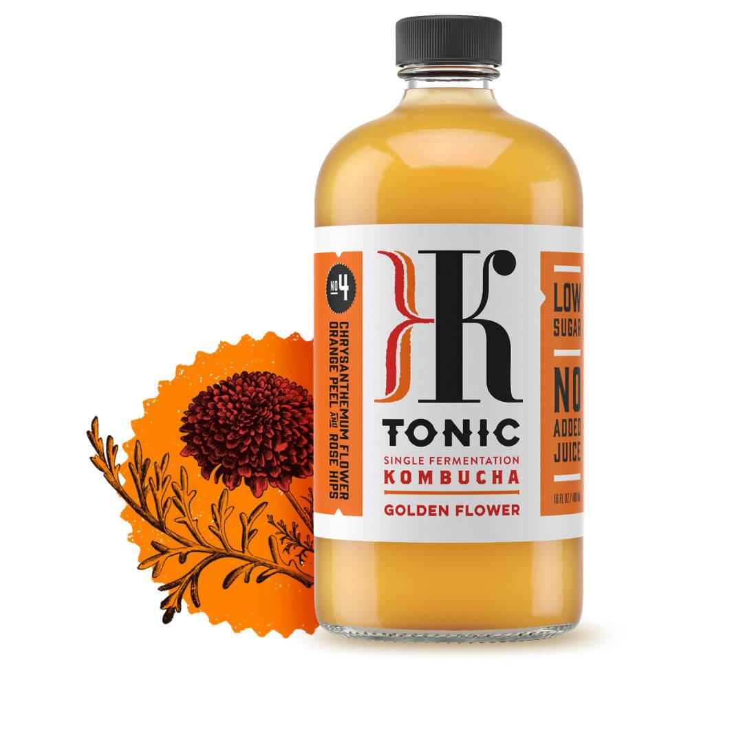 Golden Flower Kombucha Bottles – 12 x 16oz