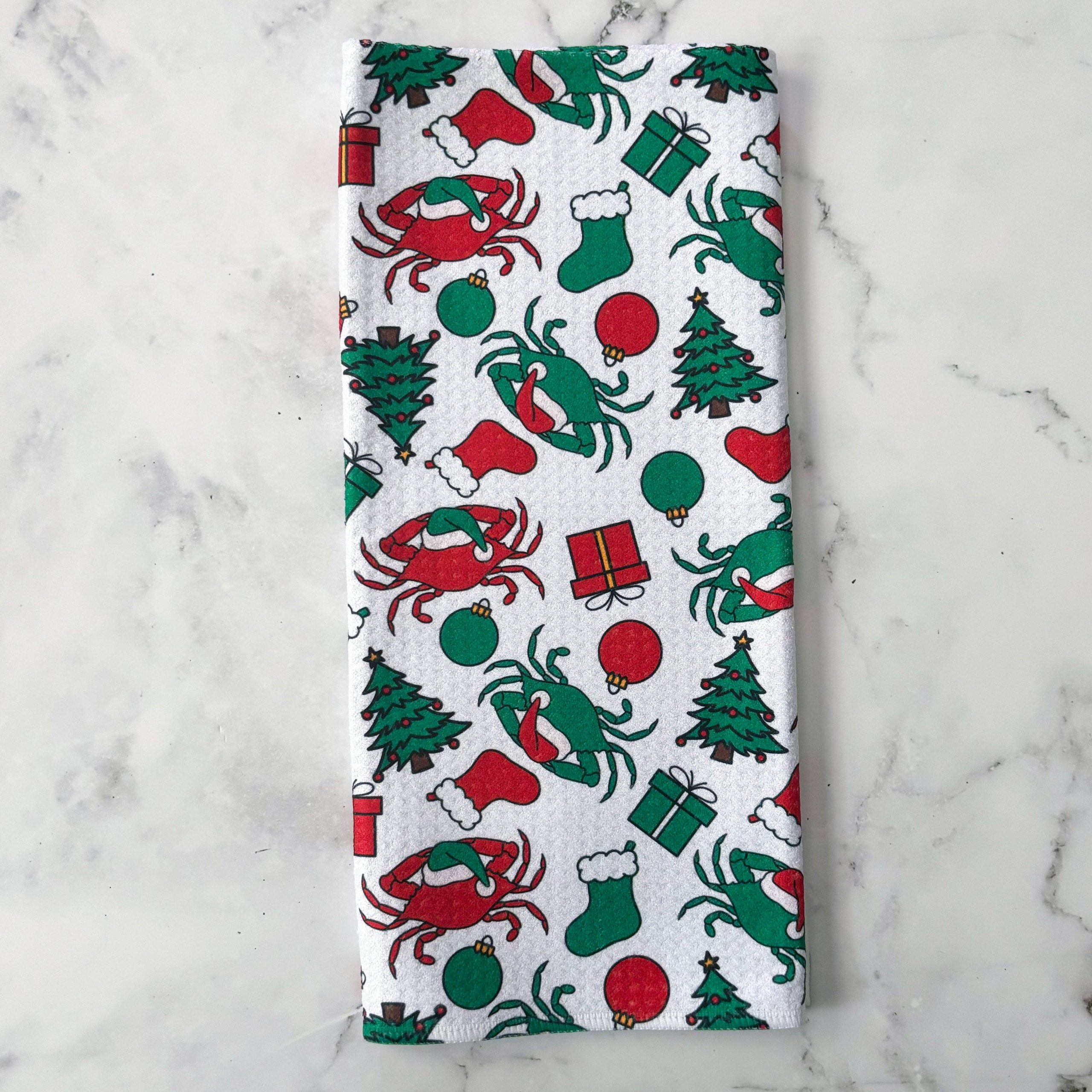 Jami Creates – Maryland Christmas Crab Patterned Waffle Kitchen Dish T