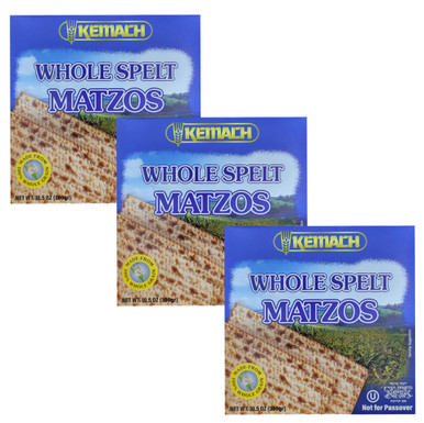 Kemach Whole Spelt Matzos, Kosher, 10.5 oz (Pack of 3)