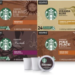 Starbucks Black Coffee K Cup Coffee Pods, Variety Pack for Keurig Brewers, 4 Boxes (96 Pods Total)