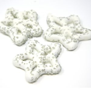 White Yogurt Pretzels Shimmer Snowflake