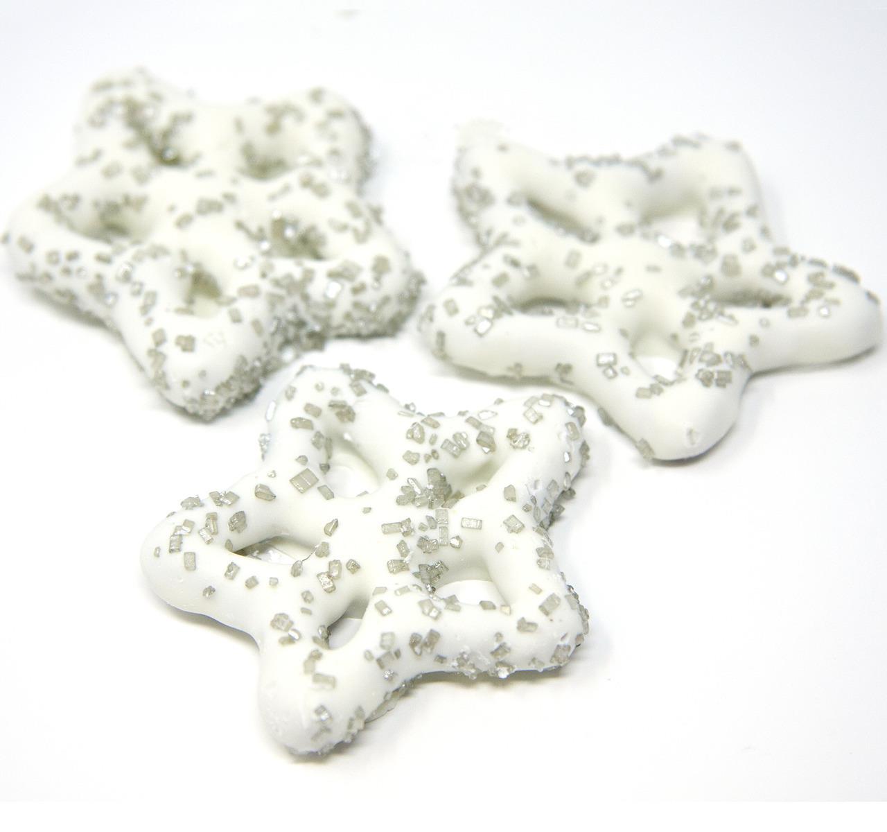 White Yogurt Pretzels Shimmer Snowflake