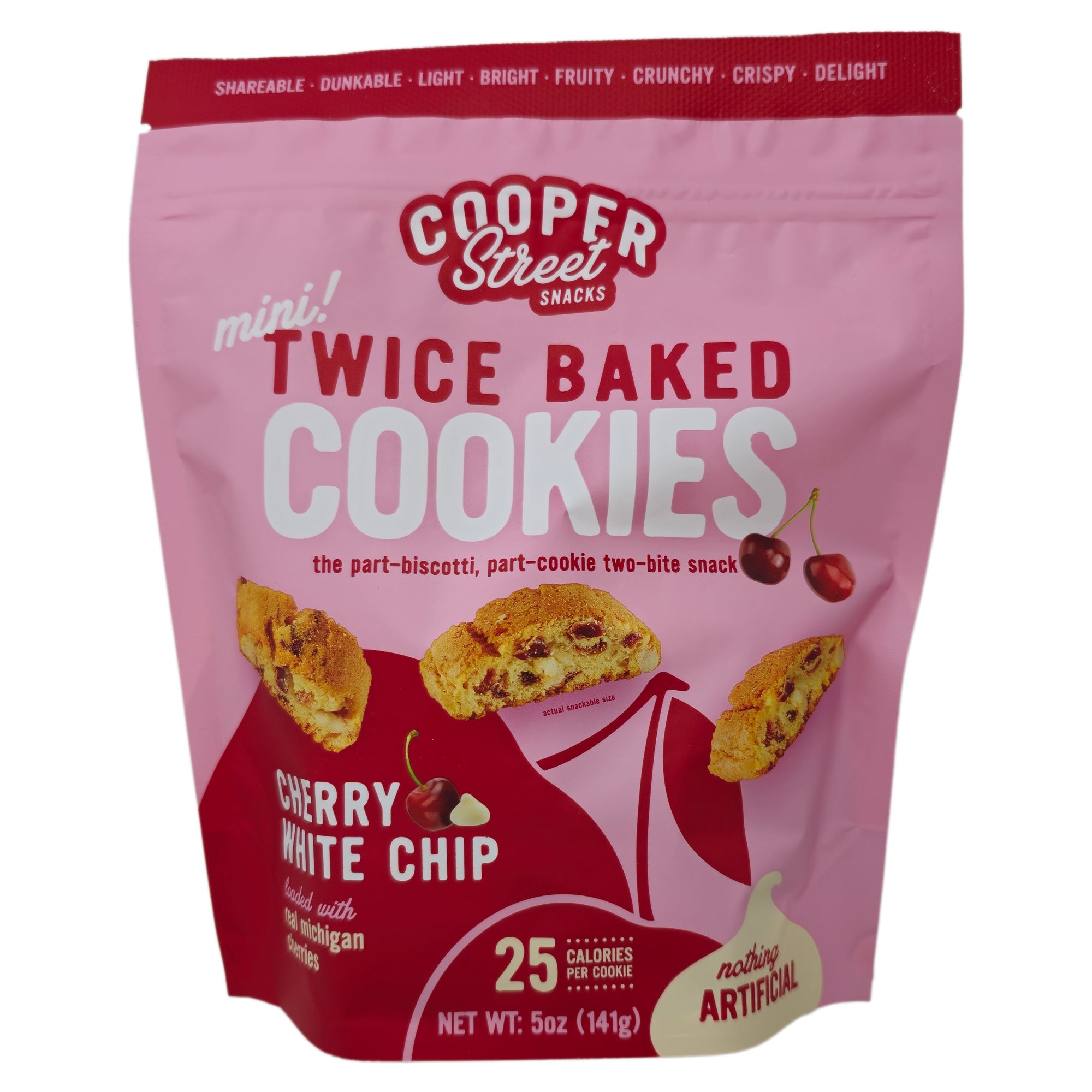 Cooper Street Snacks Twice Baked Cherry White Chip Cookies – 5oz.