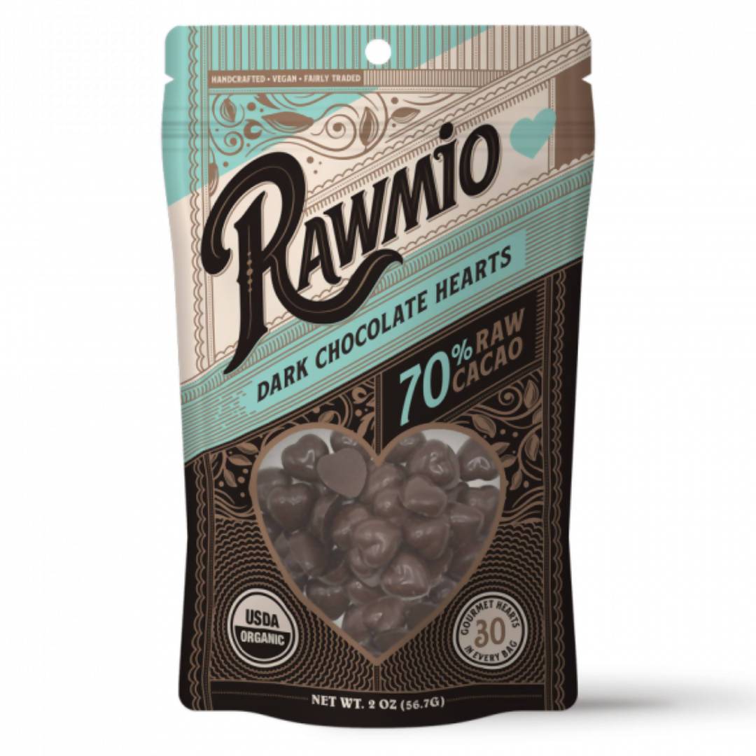 Rawmio Raw Chocolate Hearts Pouches – 18 x 2oz