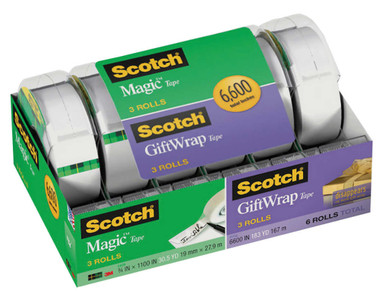 3M Scotch Magic Tape, Gift Wrap Tape, 6600″ Total, 6-pack