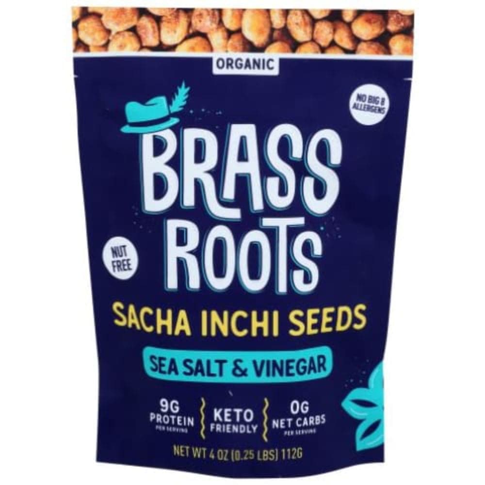 Brass Roots – Sea Salt & Vinegar Sacha Inchi Seeds, 4 oz