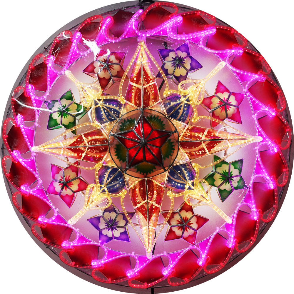 Philippines Christmas Capiz Parol Lantern Star (Tala) – White/ Red/ Purple- Size 24