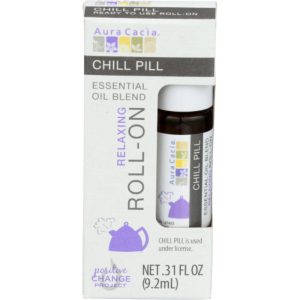 Aura Cacia – Essential Oil Roll-On Chill Pill, 0.31 Fl Oz – Pack of 4