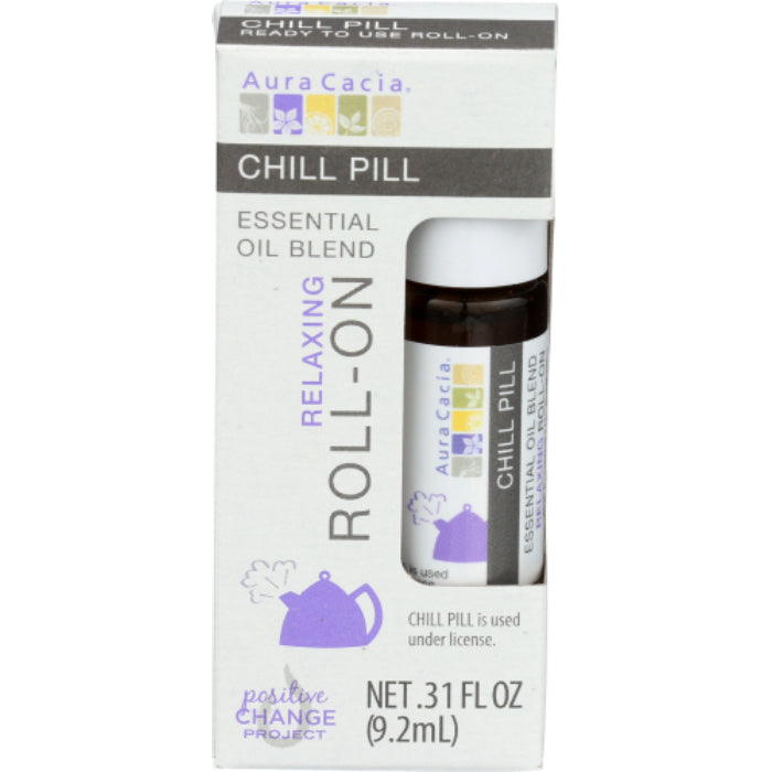 Aura Cacia – Essential Oil Roll-On Chill Pill, 0.31 Fl Oz – Pack of 4