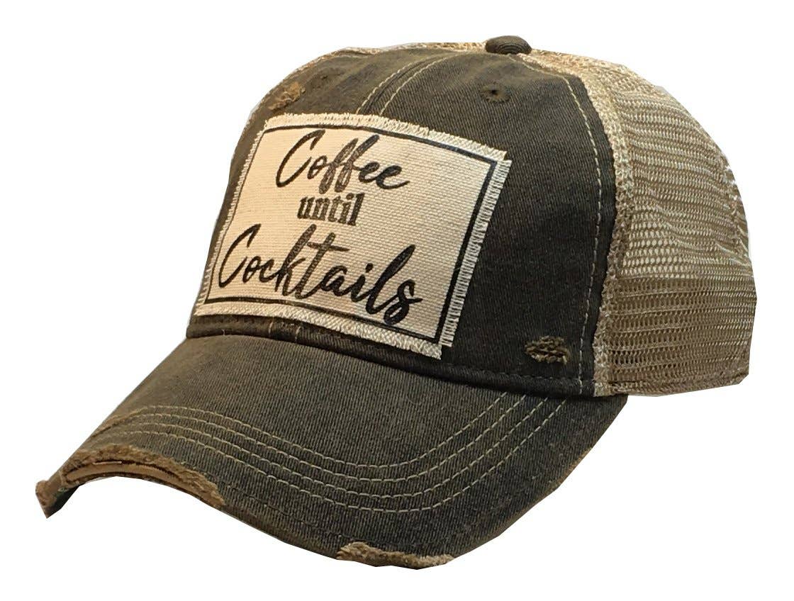 Vintage Life – Coffee Until Cocktails Distressed Trucker Hat Baseball