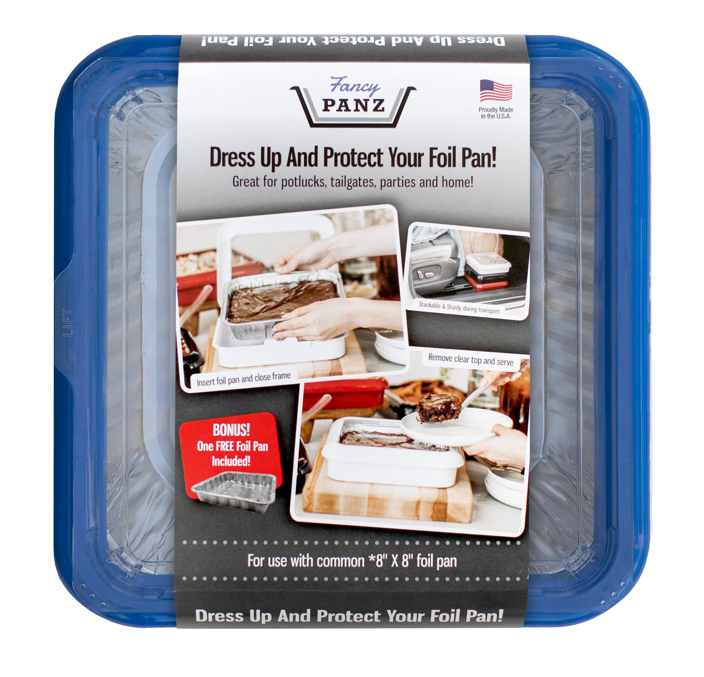 Fancy Panz – Square Set – 8×8 Pan Frame w/ Lid & Serving Spoon-Denim B