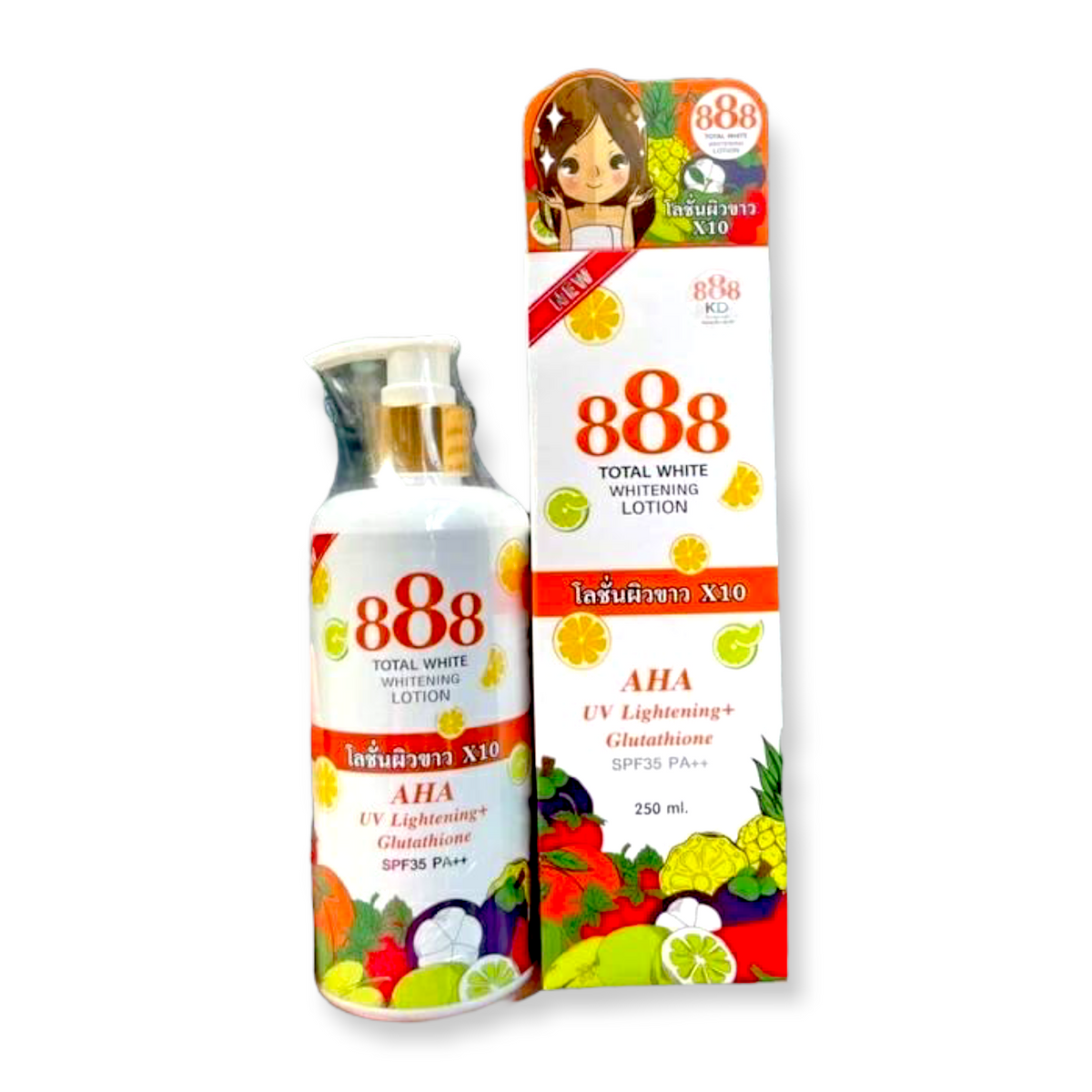 888 Total White – Lotion – AHA UV + Glutathione SPF 35 PA+++ – 250ml