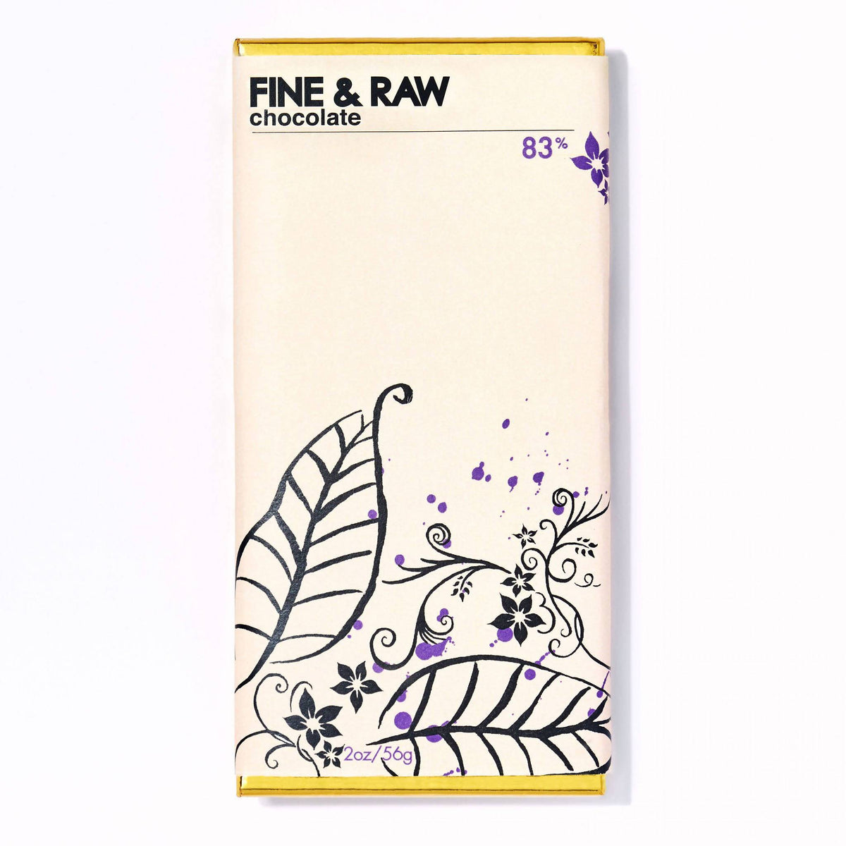Fine and Raw Dark Chocolate Bars, Organic (83% Cocoa / Cacao) – 10 Bars x 2oz case