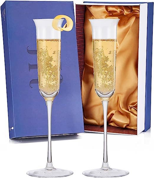 The Wine Savant – Vintage Crystal Champaign Flute Glasses, Set of 2