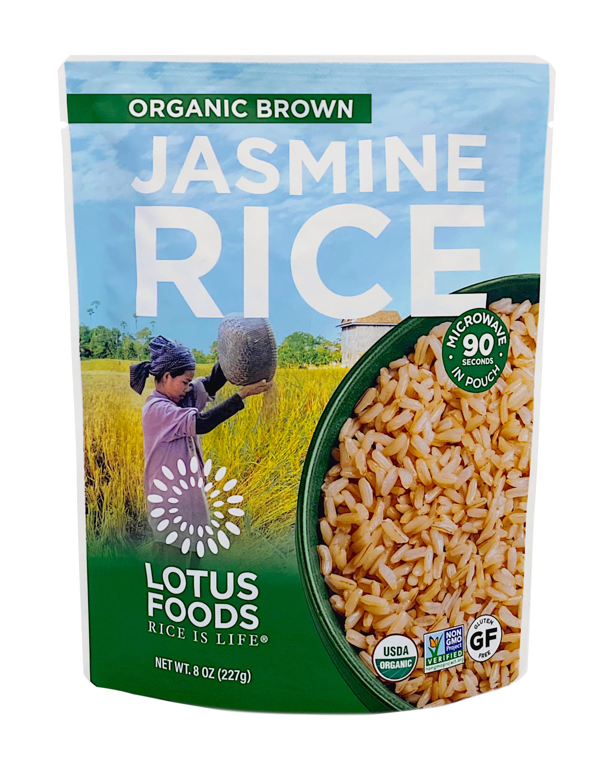 Lotus Foods – Organic Jasmine Brown Rice, 8 Oz – Pack of 6