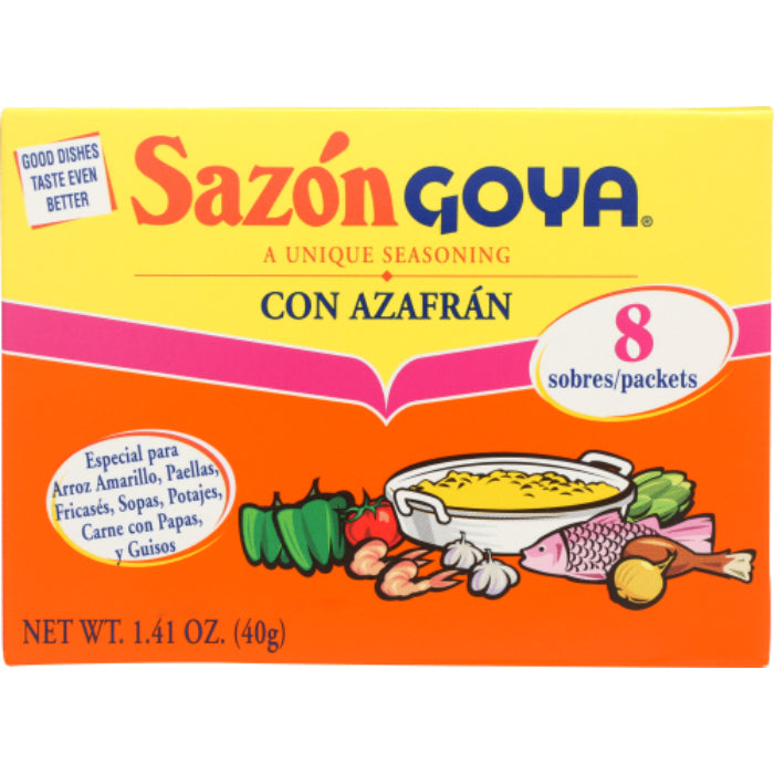 Goya – Sazón con Azafrán, 8 Piece, 1.41 Oz (Pack of 36)