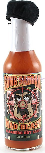 Bomb Saddam Mad Blast w/ Beret Cap Hot Sauce, 5oz.