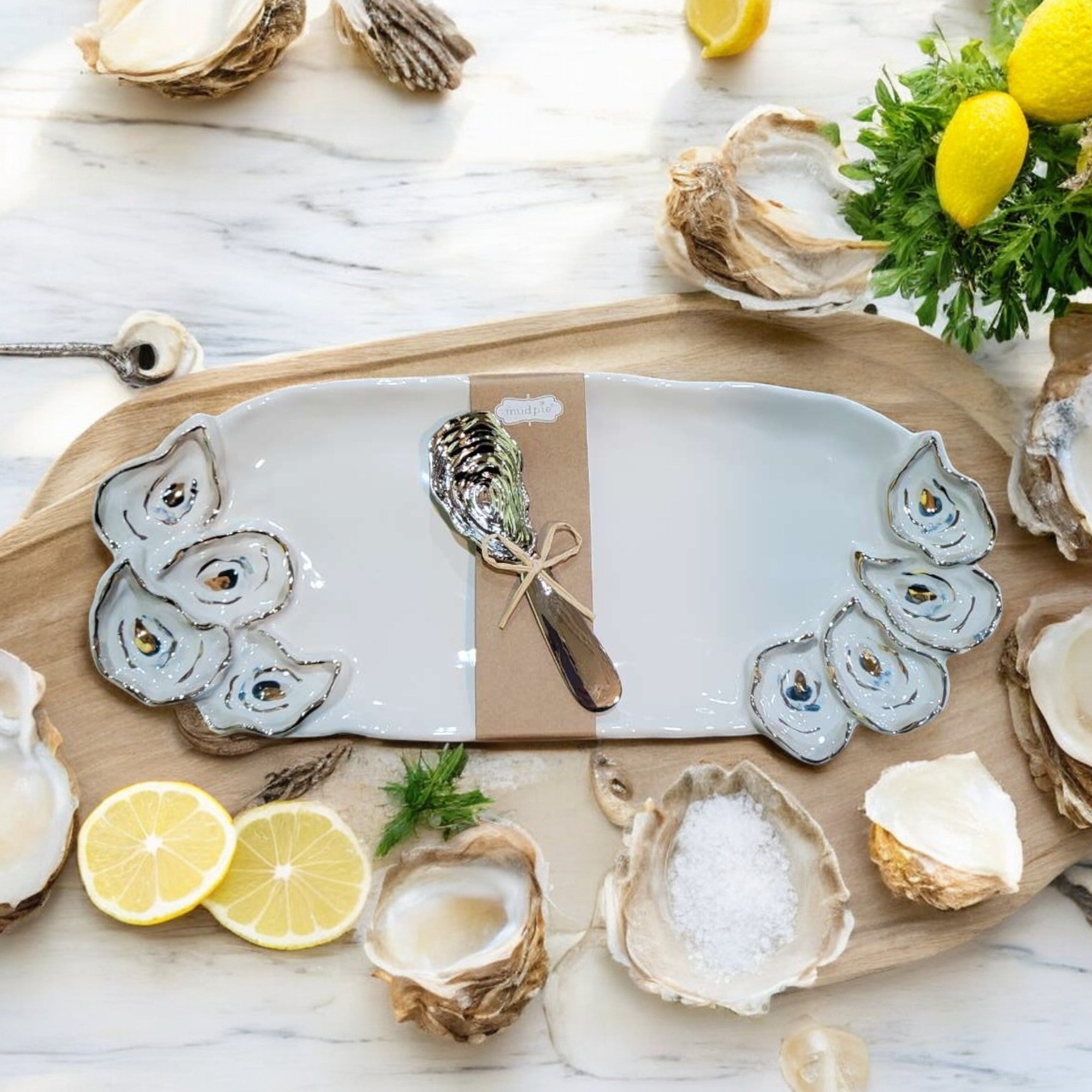 Layered Oyster Hostess Set – Serving Tray and Spreader