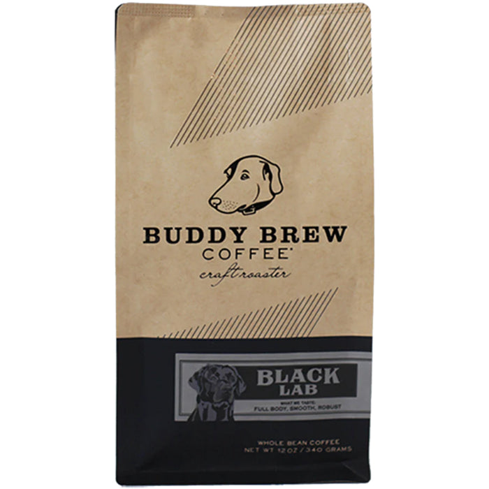 Buddy Brew – Whole Bean Black Lab Coffee, 12 Oz (Pack Of 6)