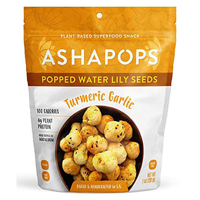 AshaPops – Popped Water Lily Seeds Turmeric Garlic, 1oz