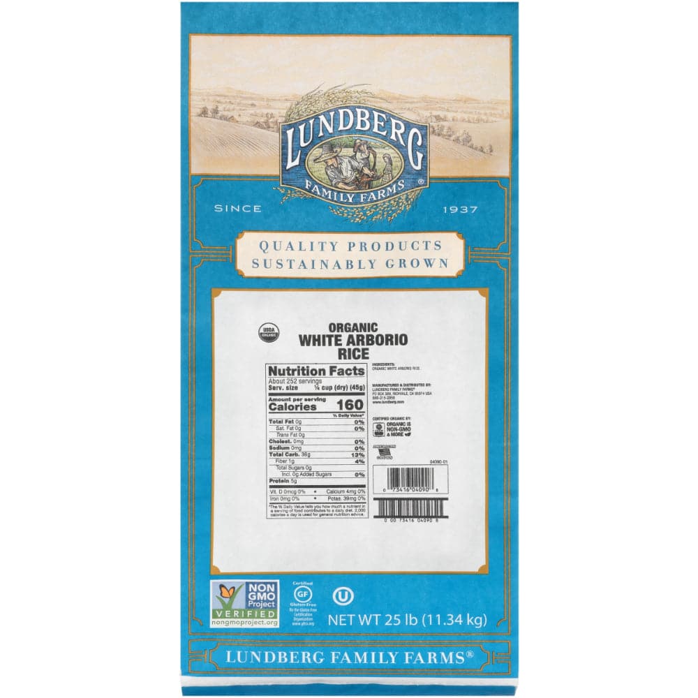 Lundberg – Organic California White Arborio Rice, 25 Lbs