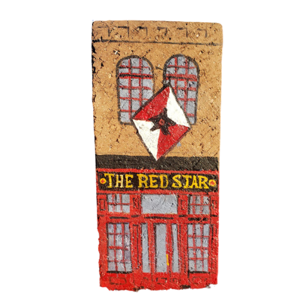 Linda Amtmann Hand Painted Brick – Red Star
