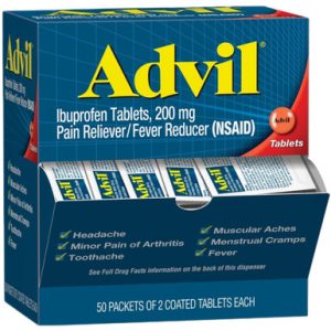Advil Ibuprofen Tablets 200mg, Pain Reliever & Fever Reducer, 50 Packets of 2 Coated Tablets