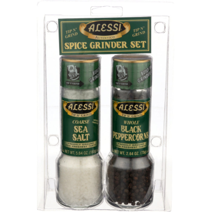 Alessi – Sea Salt & Black Peppercorn Grinder Set 2 Pc – Pack of 6