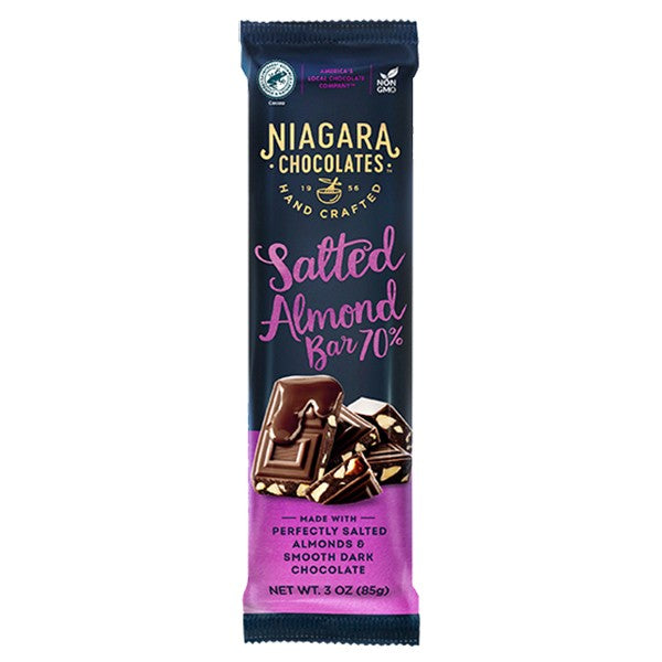 Niagara Bar Dark Chocolate Salted Almond 3 OZ – Pack of 8