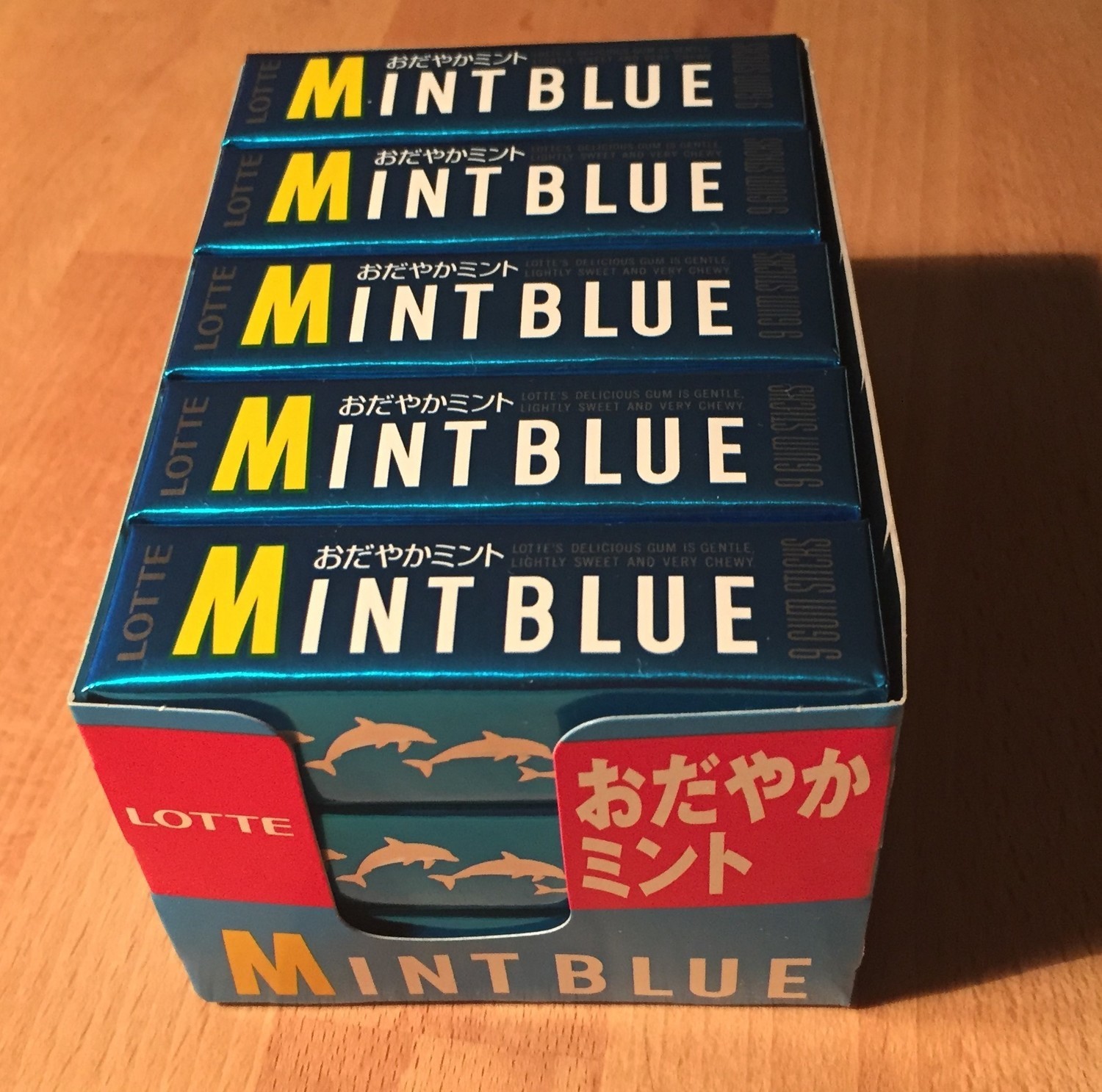 Lotte, Chewing Gum, “Mint Blue” 9 gum sticks x 15
