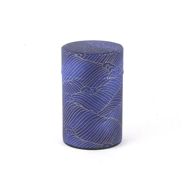 Japanese Washi Tin – Gold on Indigo Waves