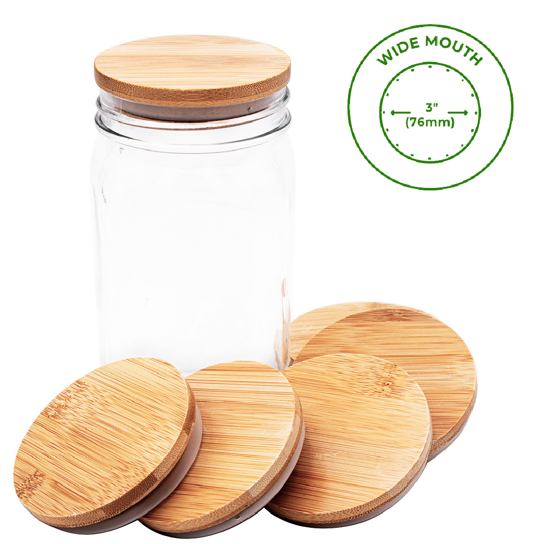Mason Jar Lifestyle – Bamboo Storage Stopper Lids for Mason Jars: Wide